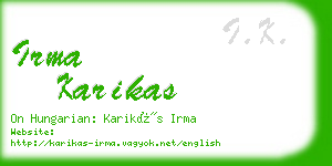 irma karikas business card